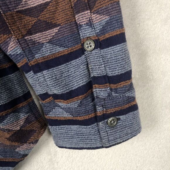 WOOLRICH Aztec Flannel Shirt Women's XL Blue Button Up Casual Western Ranch - Picture 16 of 16